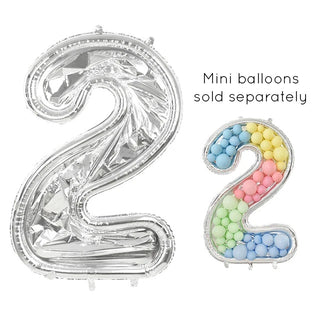 Silver Foil Inflatable Balloon Frame Number 2 | 2 Foil Balloon | Silver Balloon Frame