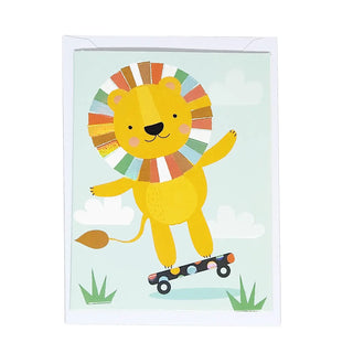 Lion Skateboard Birthday Card | Safari Animal Party Supplies NZ