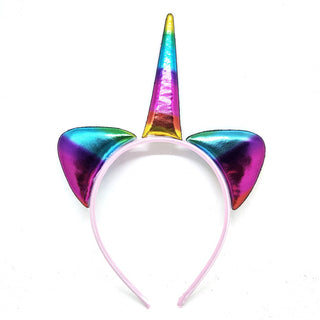 Metallic Rainbow Unicorn Horn & Ears Headband | Unicorn Party Supplies NZ