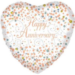 Sparkling Rose Gold Fizz Happy Anniversary Foil Balloon | Anniversary Party Supplies NZ