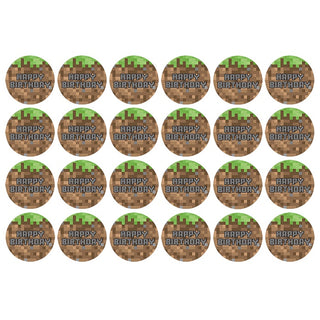 Minecraft Happy Birthday Edible Icing Cupcake Images | Minecraft Party Supplies NZ