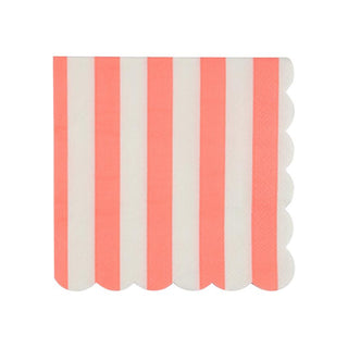 Meri Meri Coral Stripe Napkins - Beverage 20 Pkt