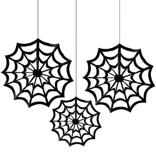 Halloween Classic Black & White Spiderweb Fan Decorations