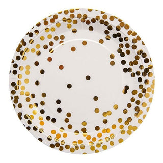 Gold Confetti Plates | Gold Confetti Party | NZ Party Supplies |