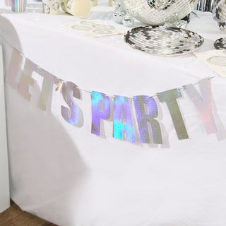 Disco Party Iridescent Let's Party Banner