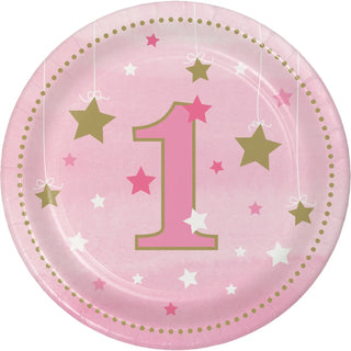 Pink 1st Birthday Plates | Pink 1st Birthday Party Supplies NZ