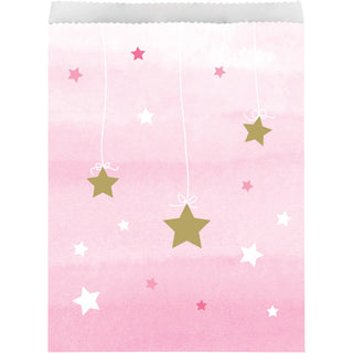 One Little Star Pink Treat Bags - 10 Pkt