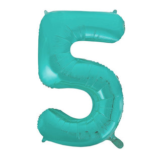 Giant Caribbean Teal Number Foil Balloon - 5