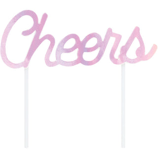Iridescent Cheers Birthday Cake Topper