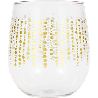 Gold Beading Stemless Wine Glasses - 6 Pkt
