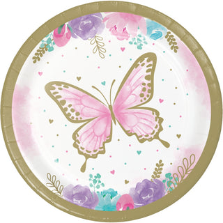 Butterfly Shimmer Plates - Lunch 8 Pkt