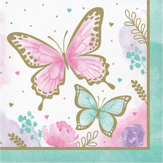 Butterfly Shimmer Napkins - Lunch 16 Pkt