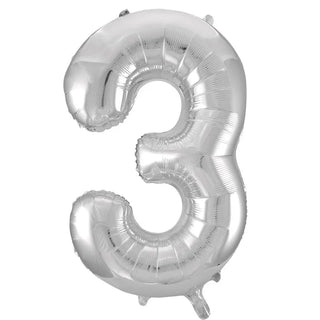 Giant Silver Number Foil Balloon - 3
