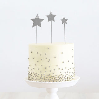 Silver Stars Cake Topper