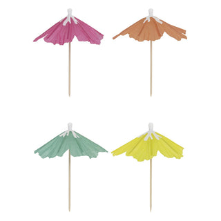 Flower Shaped Parasol Picks - 24 Pkt