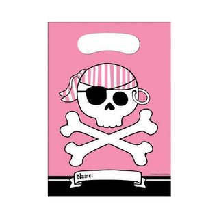 Pink Pirate Party Loot Bags - 8 Pkt