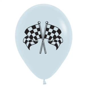 White & Black Racing Flags Balloons - Pack of 6
