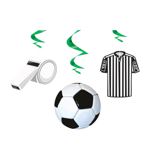 3D Soccer Hanging Swirl Decorations | Soccer Party Supplies NZ