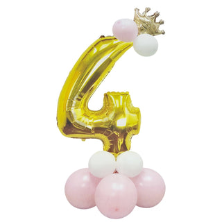 Gold & Pink Princess Number 4 Balloon Sculpture Kit | Princess Party Supplies NZ