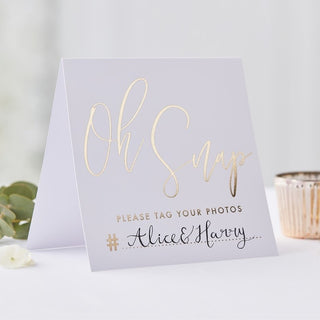 Ginger Ray Wedding Instagram Hashtag Tent Cards