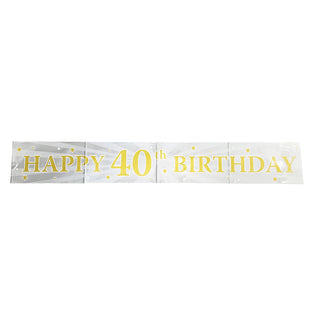 Silver & Gold Happy 40th Birthday Banner | 40th Birthday Party Supplies NZ
