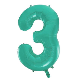 Giant Caribbean Teal Number Foil Balloon - 3