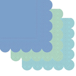 Mint & Blue Scallop Edged Napkins | Blue Party Supplies NZ