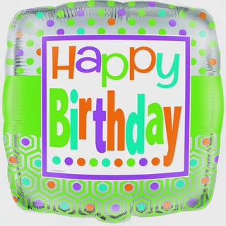 Unique | Citrus Dot Happy Birthday Foil Balloon | Happy Birthday Foil Balloon NZ