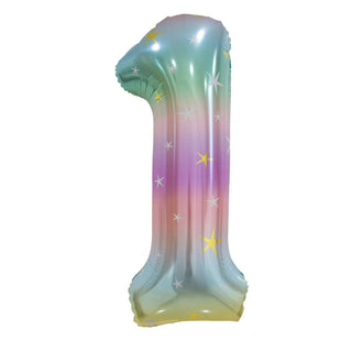 Giant Pastel Rainbow Number 1 Foil Balloon | Pastel Party Supplies NZ
