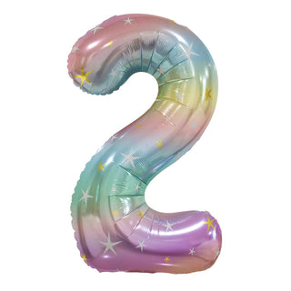 Giant Pastel Rainbow Number Foil Balloon - 2
