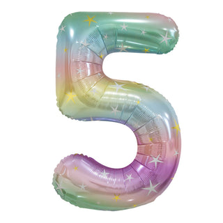 Number 5 Balloon | Giant Pastel Rainbow Foil Number Balloon NZ