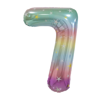 Number 7 Balloon | Giant Pastel Rainbow Foil Number Balloon NZ