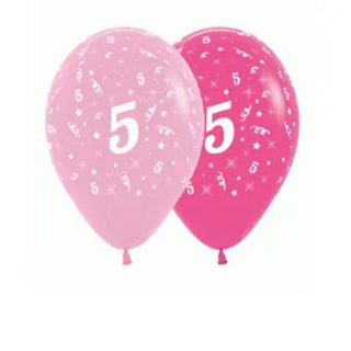 Pink & Hot Pink 5th Birthday Balloons - 6 Pkt