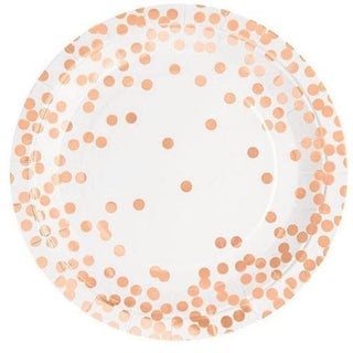 Rose Gold Confetti Plates | Rose Gold Plates | Confetti Plates | NZ Party Supplies | 