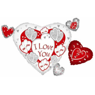 I Love You Heart Cluster Foil Balloon