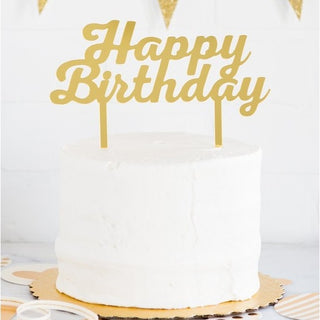 My Mind's Eye Gold Acrylic Happy Birthday Cake Topper