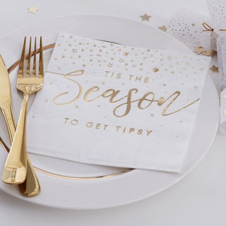 Ginger Ray Tis The Season To Get Tipsy Napkins - Lunch 16 Pkt