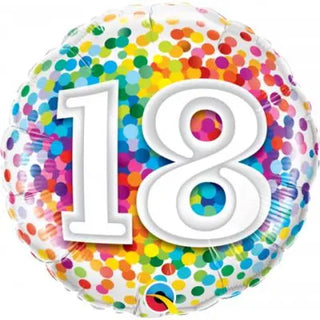 Rainbow Confetti 18th Foil Balloon