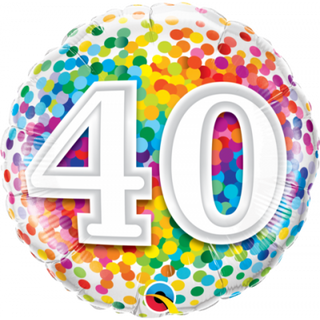 Rainbow Confetti 40th Foil Balloon