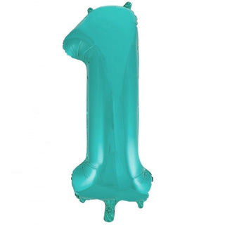 Giant Caribbean Teal Number 1 Foil Balloon | Teal Party Supplies NZ