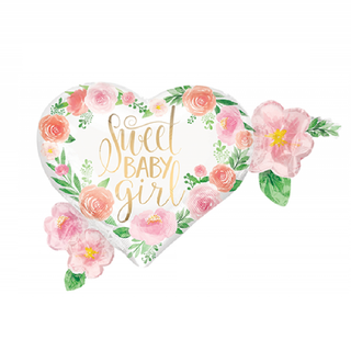 Baby Girl Foil Balloon | Gender Reveal Balloons | Baby Shower Balloons | Floral Baby Girl Balloons | Floral Baby Shower Balloons 