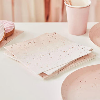 Ginger Ray | Ombre Rose Gold Foiled Napkins | Rose Gold Party Supplies NZ