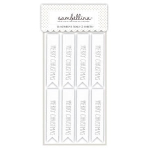 Sambellina White & Silver Merry Christmas Stickers - 16 Pkt