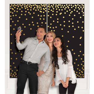 Black & Gold Confetti Scene Setter | Black & Gold Party Supplies NZ