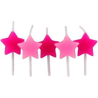 Pink Mini Star Candles - 5 Pkt