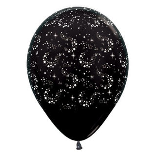 Sparkling Stars Metallic Black Balloons | Space Party Supplies NZ