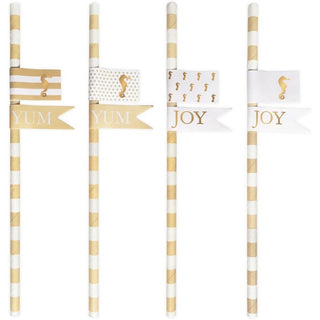 Golden Seahorse Paper Straws - 20 Pkt