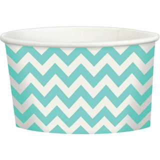 Blue & White Chevron Ice Cream Treat Cups - 8 Pkt