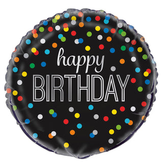 Unique | Rainbow Dots Happy Birthday Helium Foil Balloon | Rainbow Party Supplies NZ