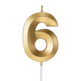 Metallic Gold Number 6 Candle | Gold Cake Decorations NZ
